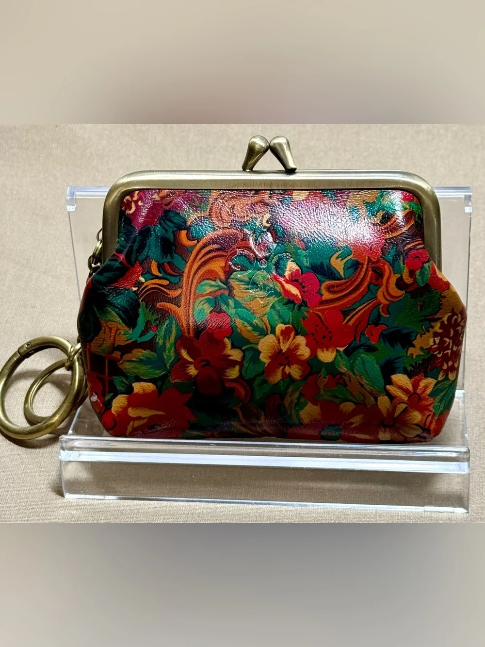 Patricia Nash Floral Kiss-Lock Coin Purse - Red, Green, Gold
